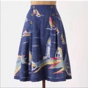 Anthropologie Nautical Sailing Print Skirt